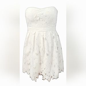 White Floral Embroidery Dress